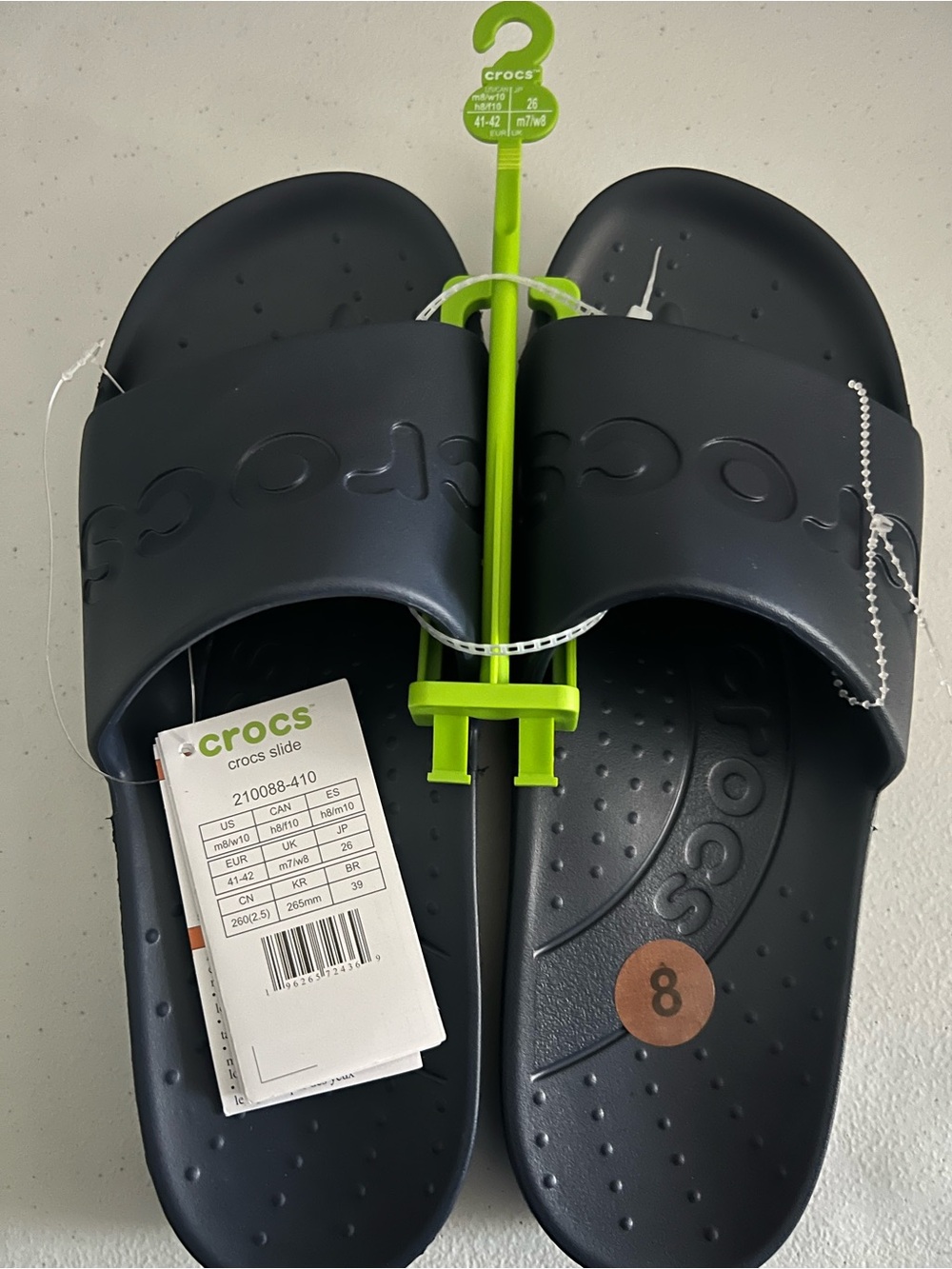 Crocs navy blue slides size m8 w10